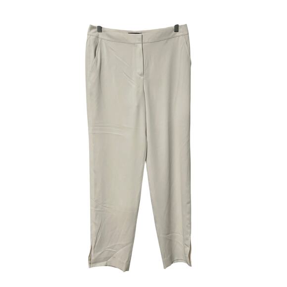 Women's St. John Diana Ivory Straight Leg, Split Hem Trousers, Size 8, #1143-X - Picture 1 of 8